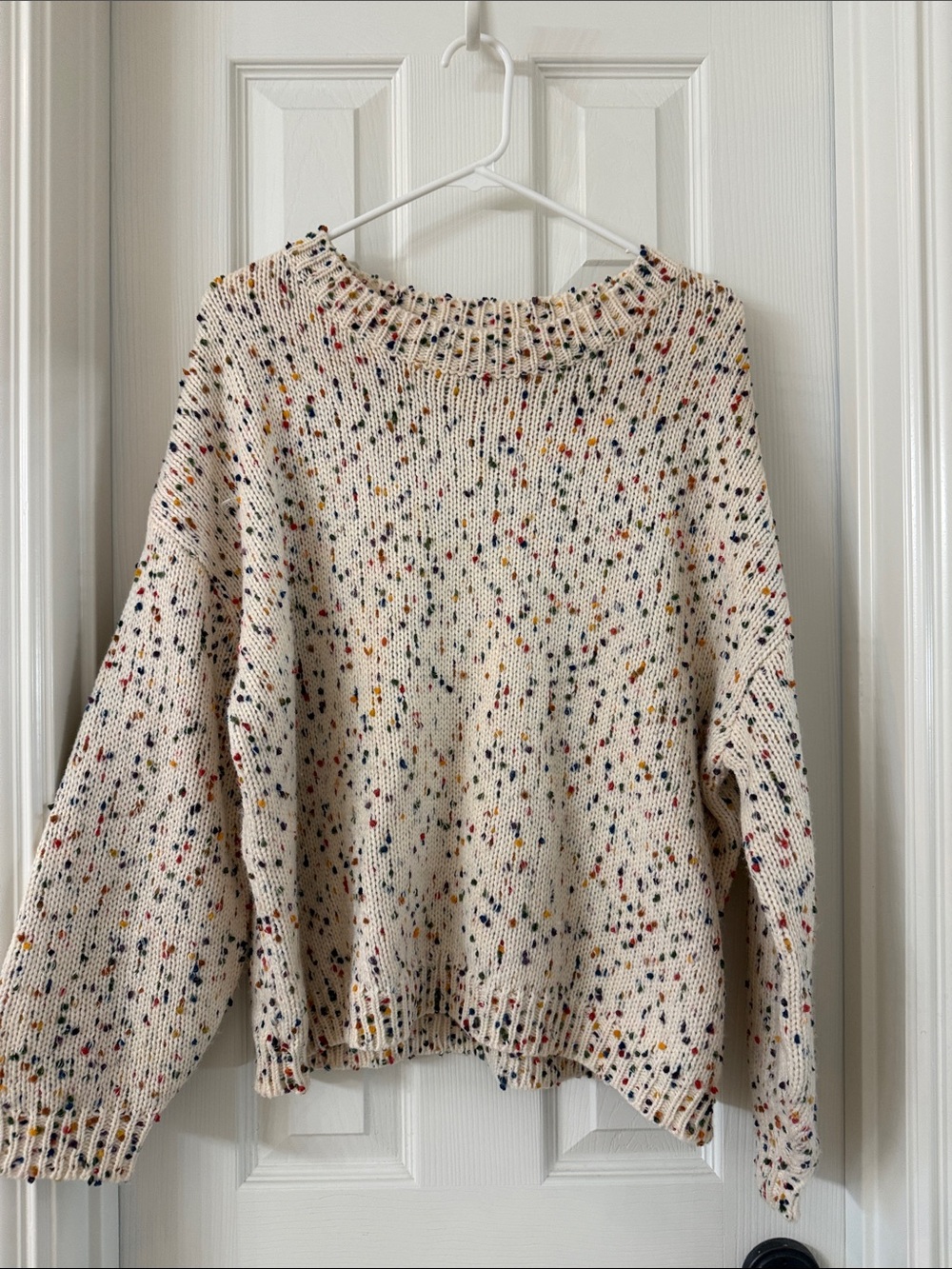 Cream Confetti Crewneck Sweater - Unbranded